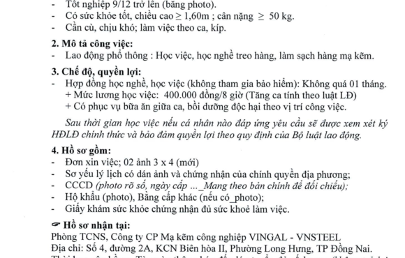 Thông báo tuyển dụng lao động